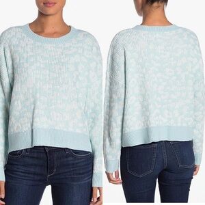 NWT John + Jenn Size Large Mystic Blue Animal Print Sweater Acrylic